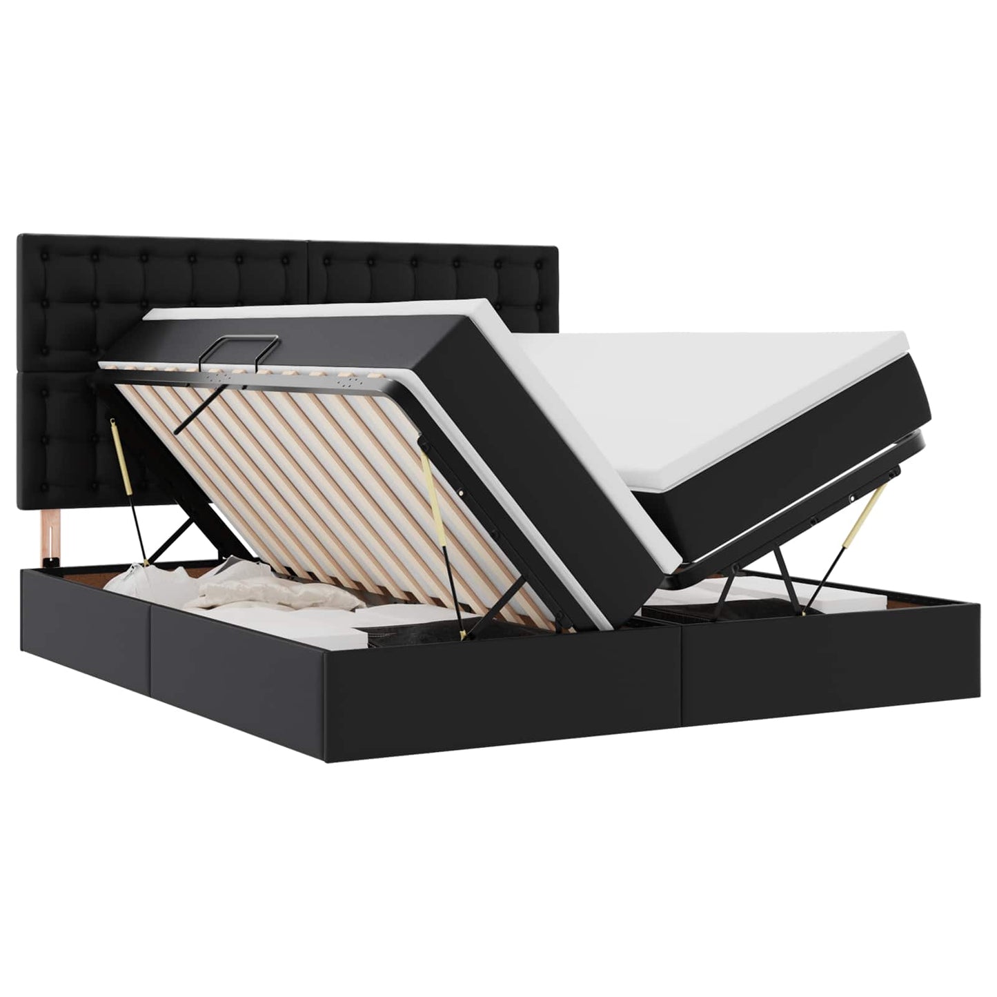 vidaXL Κρεβάτι με αποθηκευτικό χώρο και LED Μαύρο 180 x 200 cm