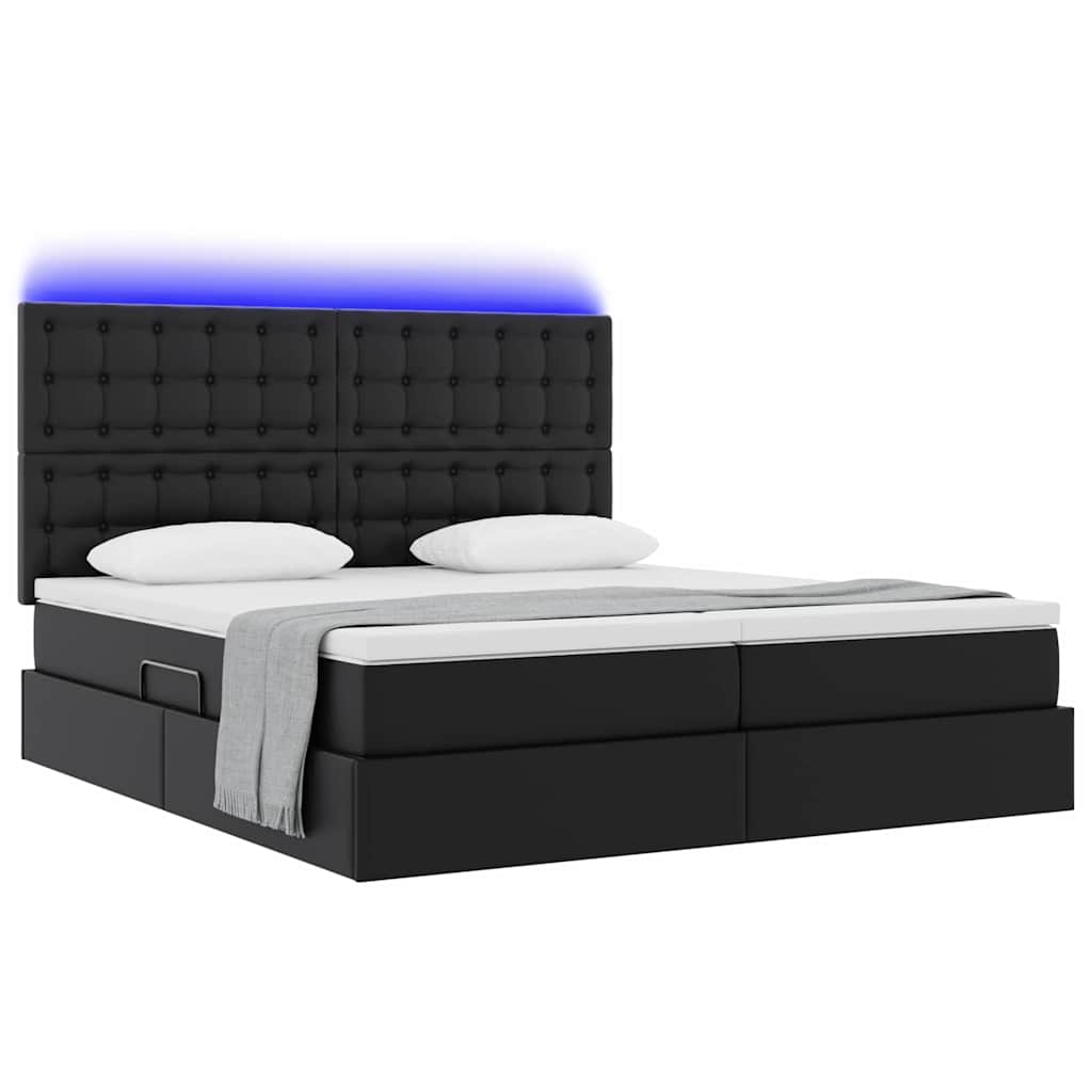 vidaXL Κρεβάτι με αποθηκευτικό χώρο και LED Μαύρο 180 x 200 cm