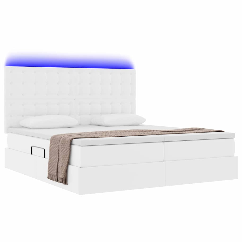 vidaXL Κρεβάτι με αποθηκευτικό χώρο και LED Καθαρό Λευκό 180 x 200 cm