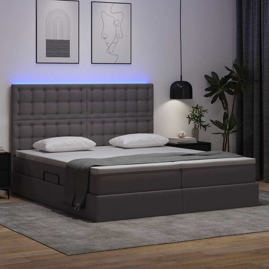 vidaXL Κρεβάτι με αποθηκευτικό χώρο και LED Γκρι 180 x 200 cm