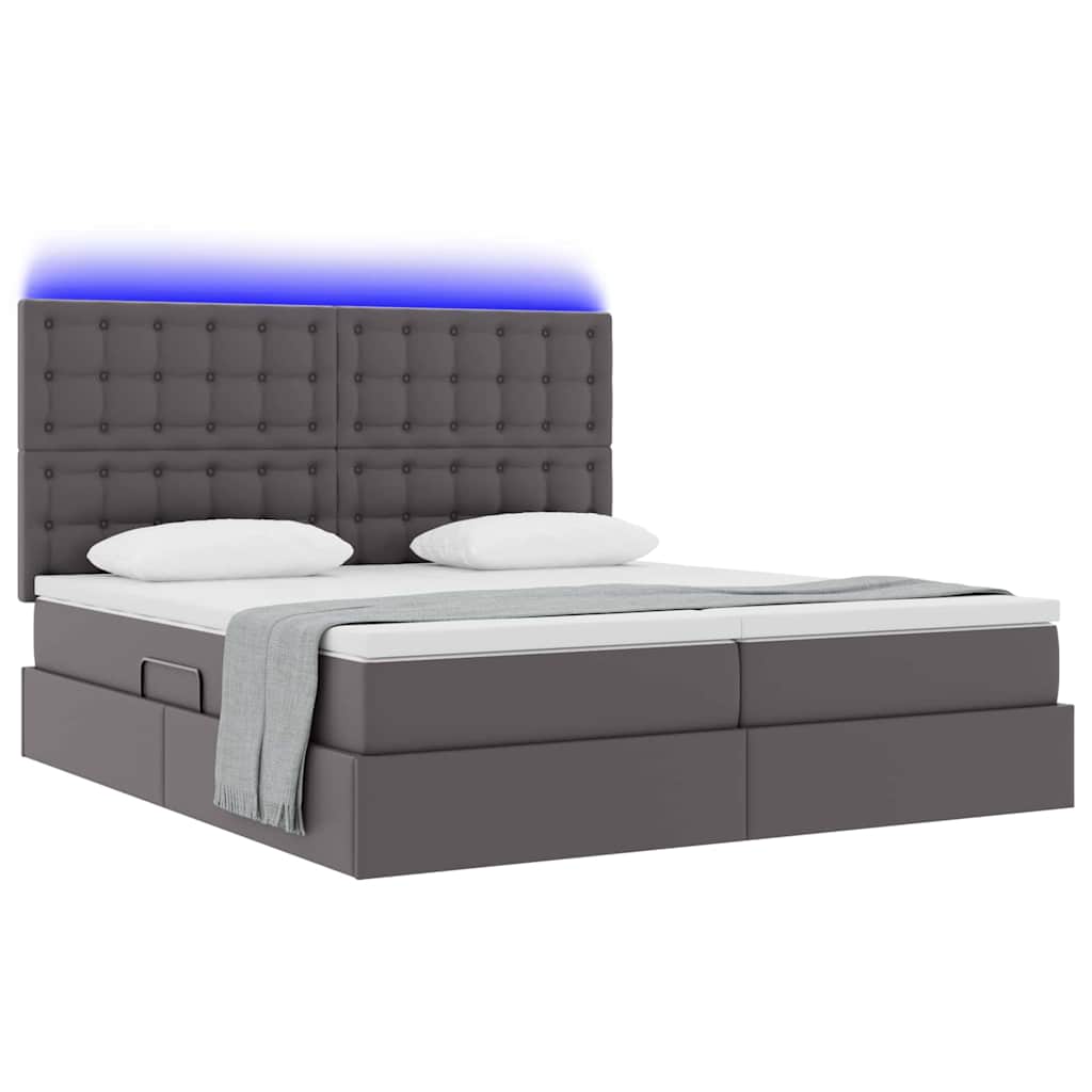 vidaXL Κρεβάτι με αποθηκευτικό χώρο και LED Γκρι 180 x 200 cm