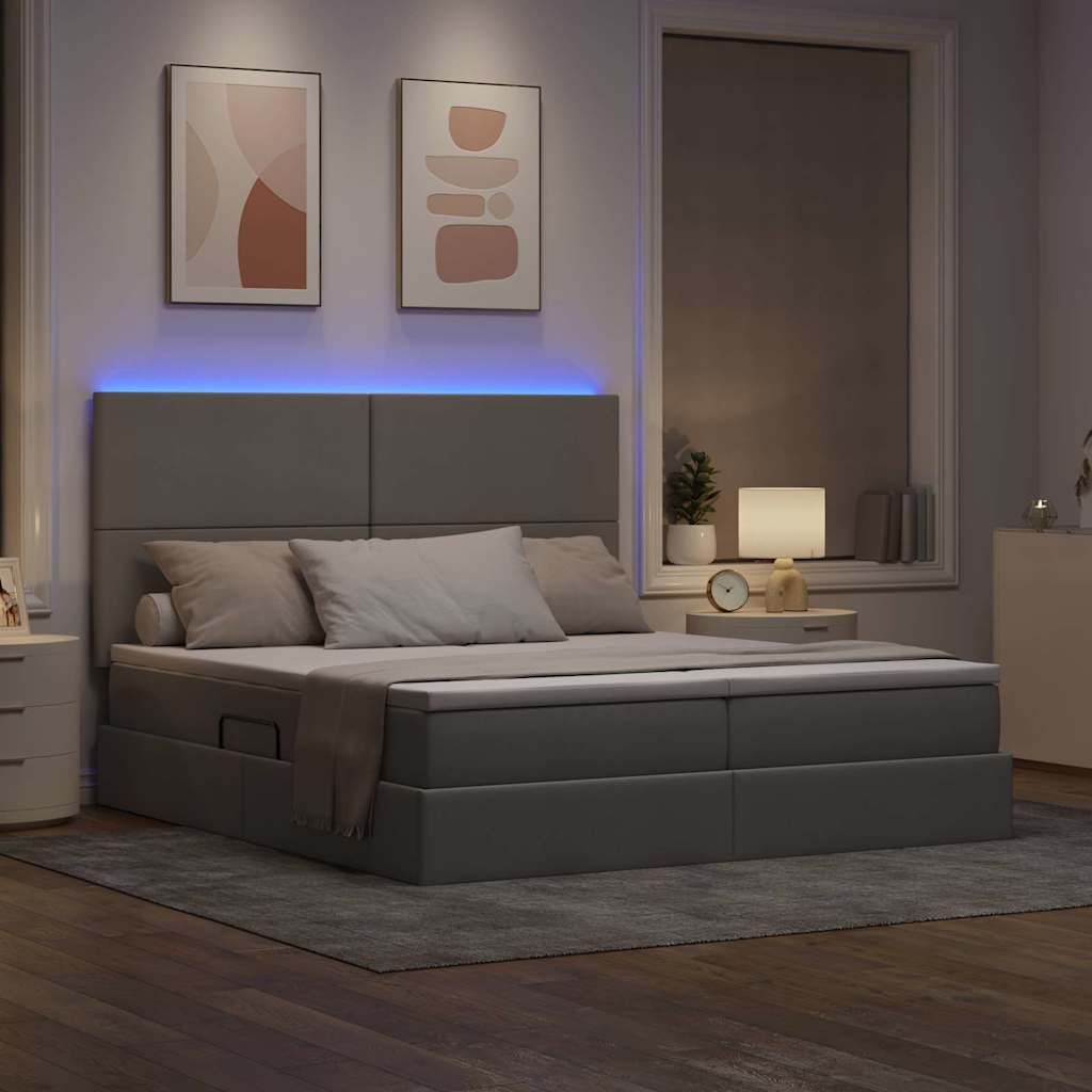 vidaXL LED Κρεβάτι αποθήκευσης με στρώμα Taupe 180 x 200 cm Ύφασμα