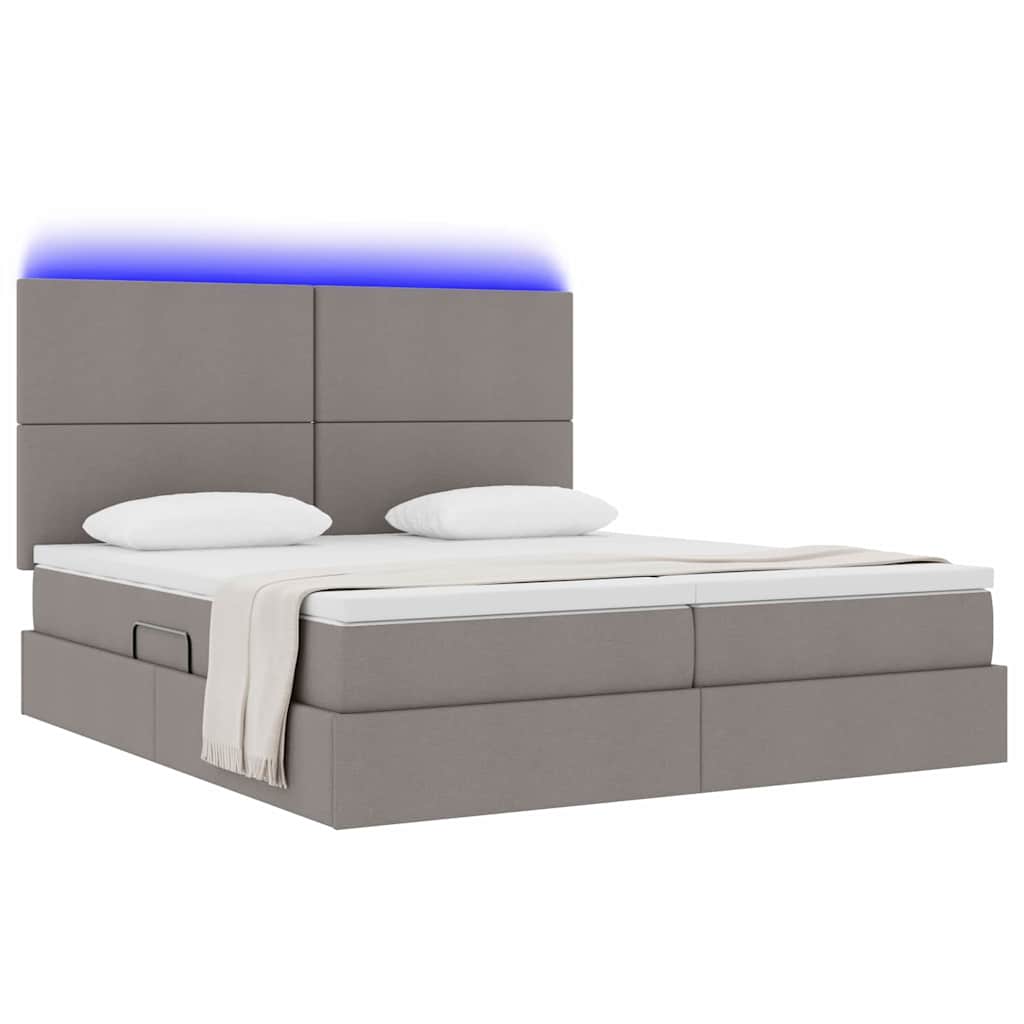 vidaXL LED Κρεβάτι αποθήκευσης με στρώμα Taupe 180 x 200 cm Ύφασμα