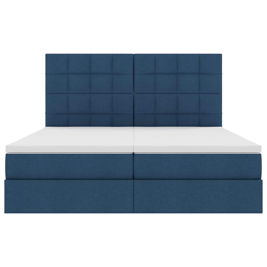 vidaXL LED Κρεβάτι αποθήκευσης με στρώμα Μπλε 200 x 200 cm Ύφασμα