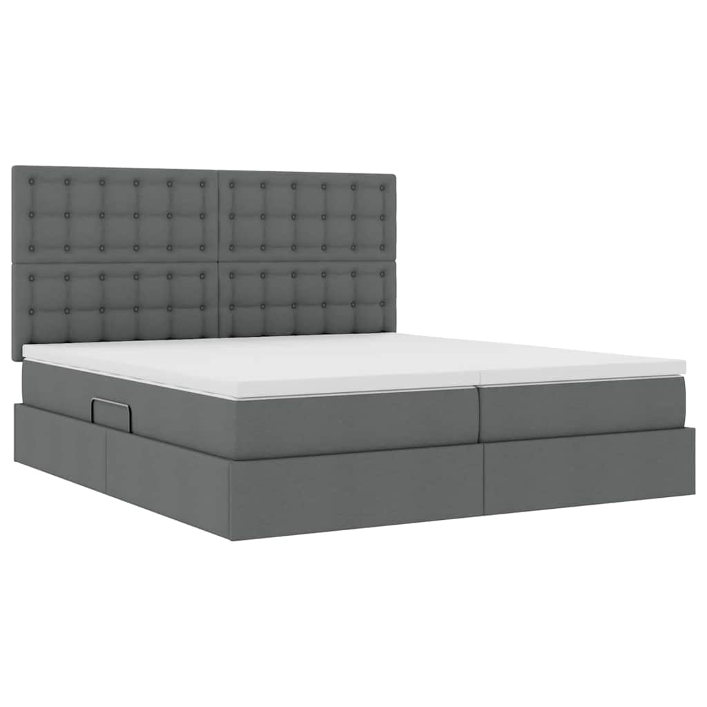 vidaXL Κρεβάτι με φώτα λωρίδας LED Σκούρο Γκρι 180 x 200 cm ύφασμα