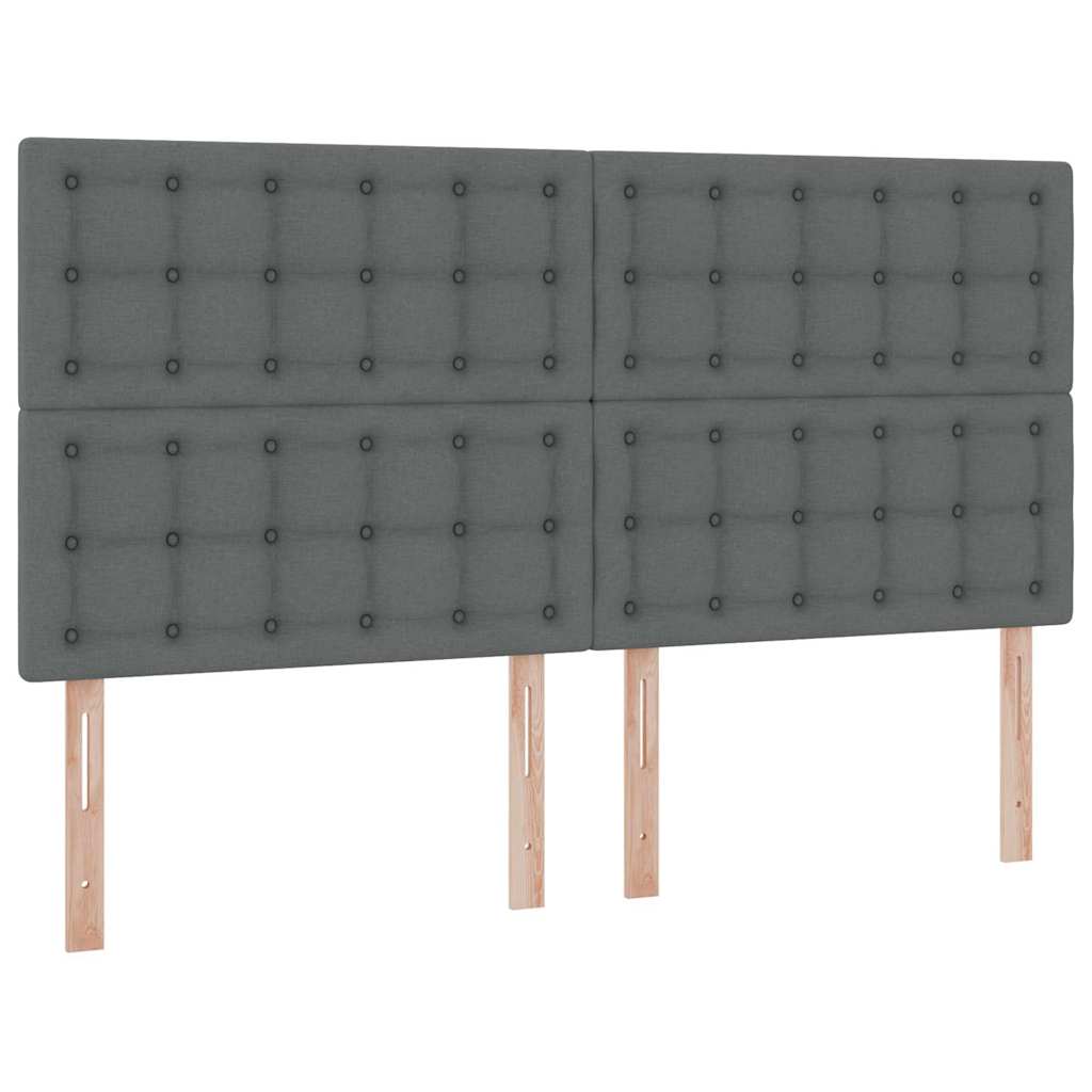 vidaXL Κρεβάτι με φώτα λωρίδας LED Σκούρο Γκρι 180 x 200 cm ύφασμα