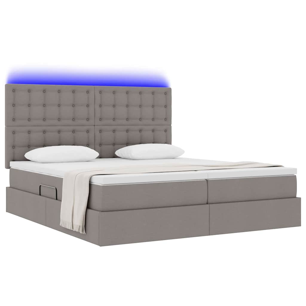 vidaXL LED Κρεβάτι αποθήκευσης με στρώμα Taupe 200 x 200 cm Ύφασμα