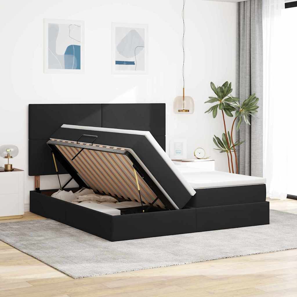 vidaXL Κρεβάτι με LED ταινίες φωτός Μαύρο 180 x 200 cm Βελούδο