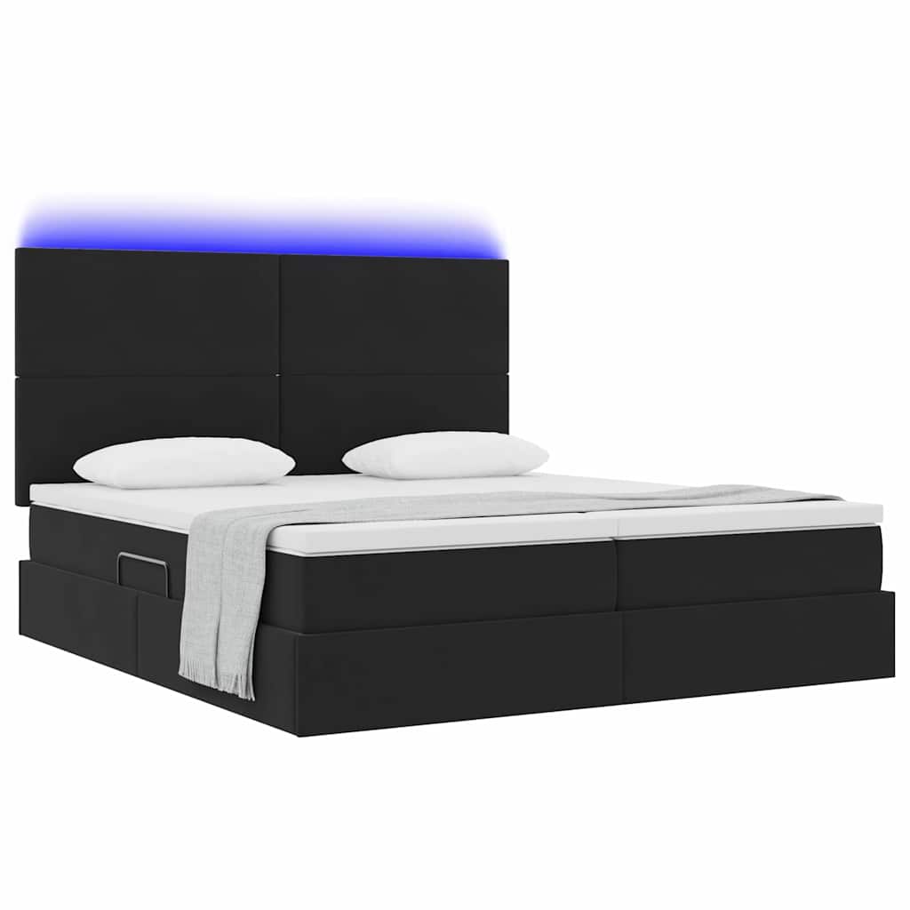 vidaXL Κρεβάτι με LED ταινίες φωτός Μαύρο 180 x 200 cm Βελούδο