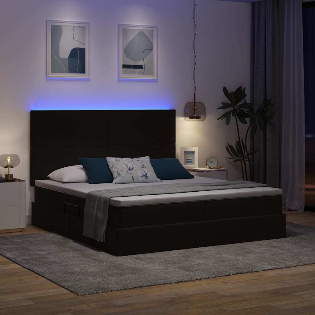 vidaXL Κρεβάτι με φώτα λωρίδας LED Μαύρο 200 x 200 cm Βελούδο
