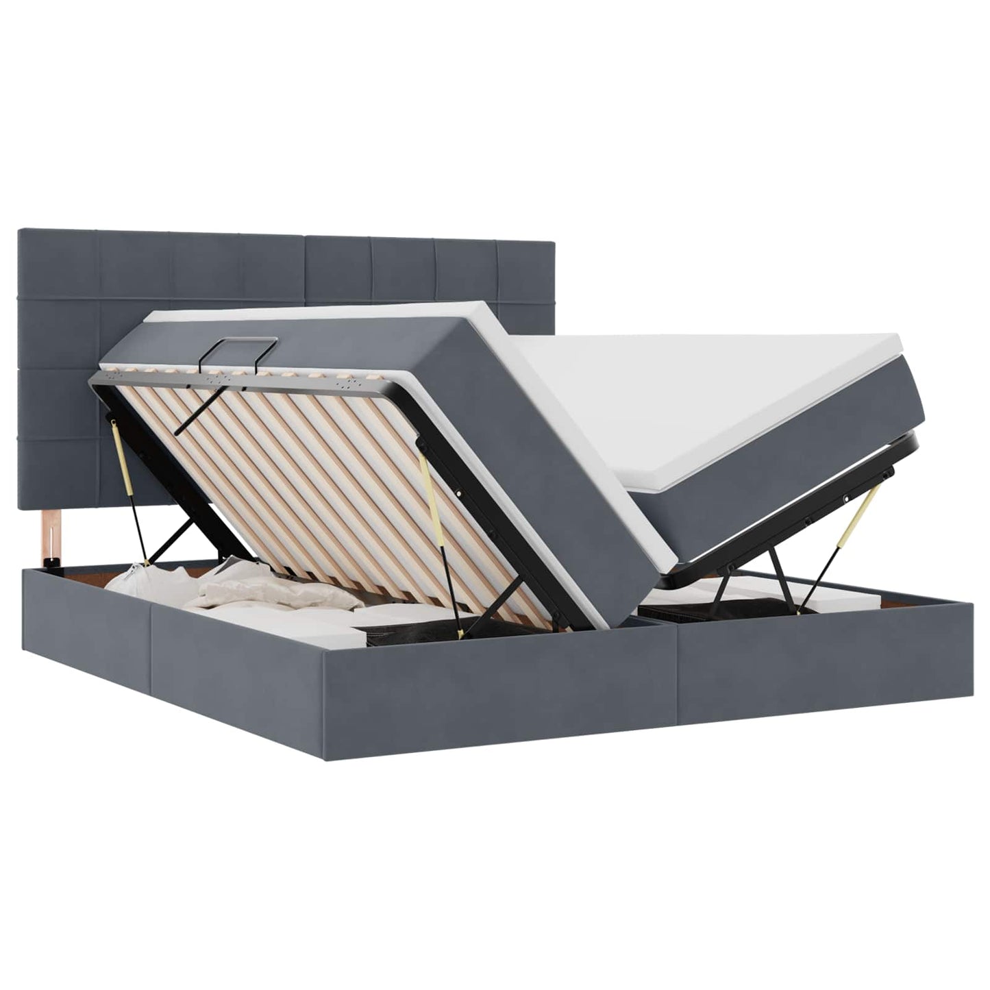 vidaXL Κρεβάτι με LED ταινίες φωτός Σκούρο Γκρι 180 x 200 cm Βελούδο
