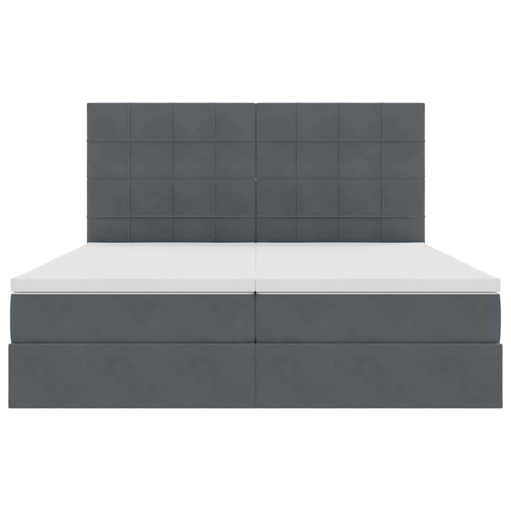 vidaXL Κρεβάτι με LED ταινίες φωτός Σκούρο Γκρι 180 x 200 cm Βελούδο