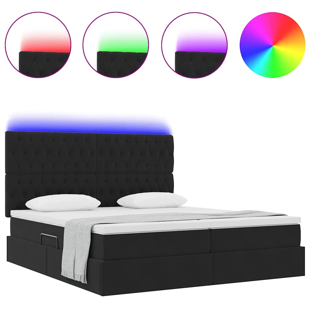 vidaXL Κρεβάτι με φώτα λωρίδας LED Μαύρο 180 x 200 cm Βελούδο