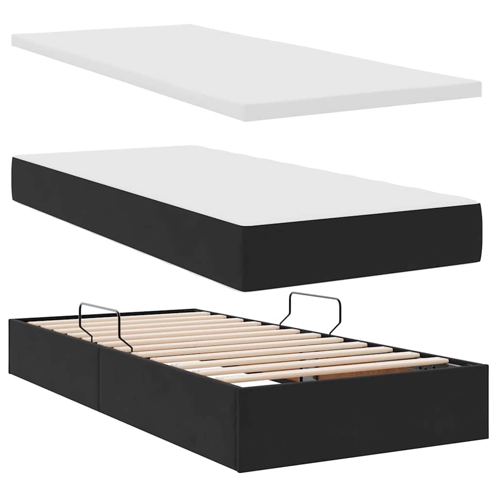 vidaXL Κρεβάτι με φώτα λωρίδας LED Μαύρο 180 x 200 cm Βελούδο
