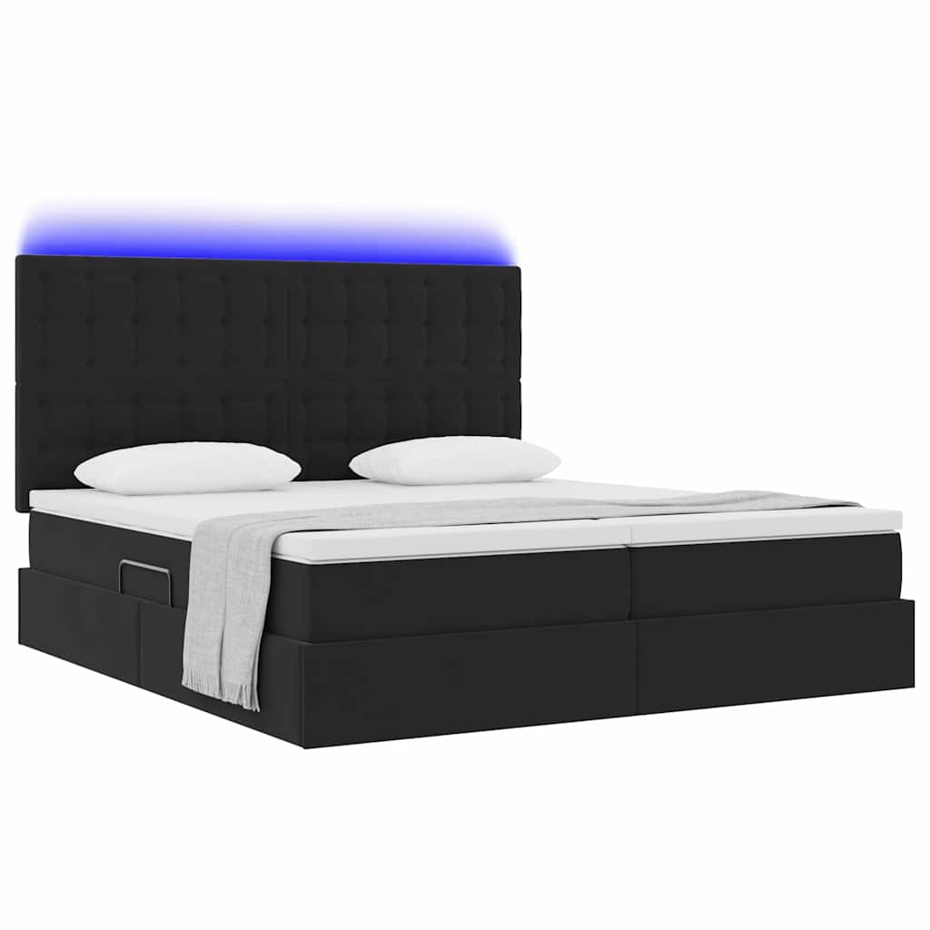 vidaXL Κρεβάτι με φώτα λωρίδας LED Μαύρο 180 x 200 cm Βελούδο