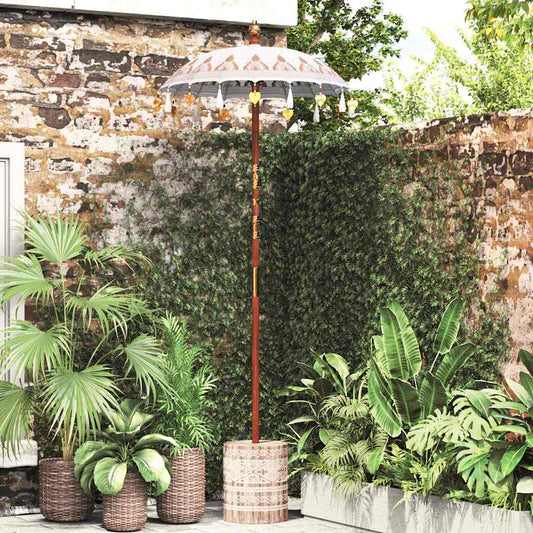 vidaXL Μπαλινέζικη Ομπρέλα Κρεμ 95-100 εκ. Βαμβάκι και συμπαγές ξύλο