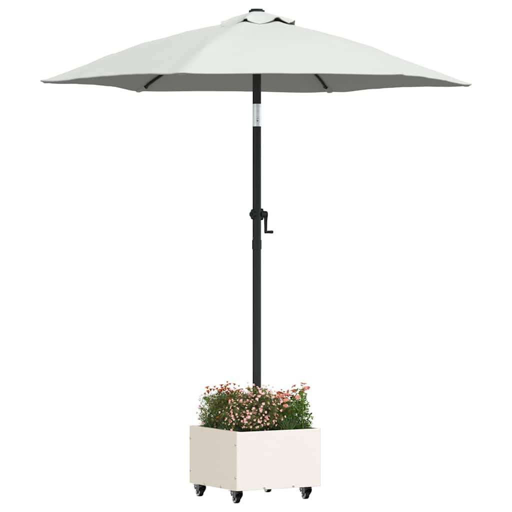 vidaXL Βάση Παρασόλ με Γλάστρα Λευκό 45 x 45 x 45 cm Ατσάλι