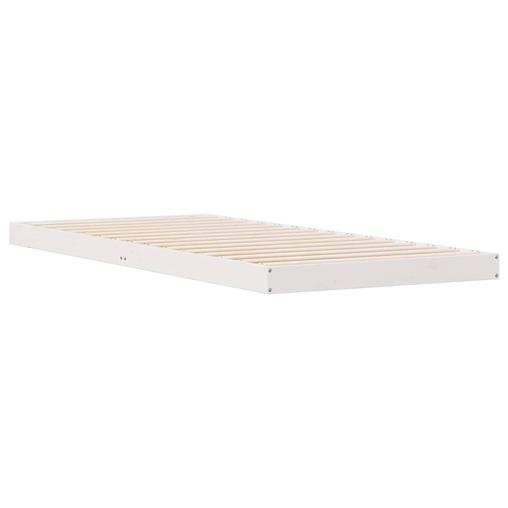 vidaXL Κρεβάτι δαπέδου Λευκό 213.5 x 104 x 9 εκ. Στερεά ξυλεία πεύκου