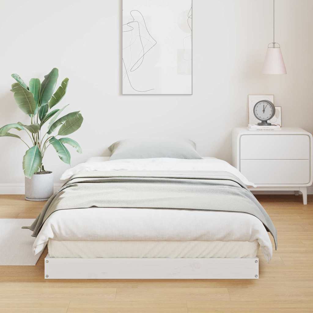 vidaXL Κρεβάτι δαπέδου Λευκό 213.5 x 104 x 9 εκ. Στερεά ξυλεία πεύκου