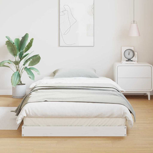 vidaXL Κρεβάτι δαπέδου Λευκό 213.5 x 104 x 9 εκ. Στερεά ξυλεία πεύκου