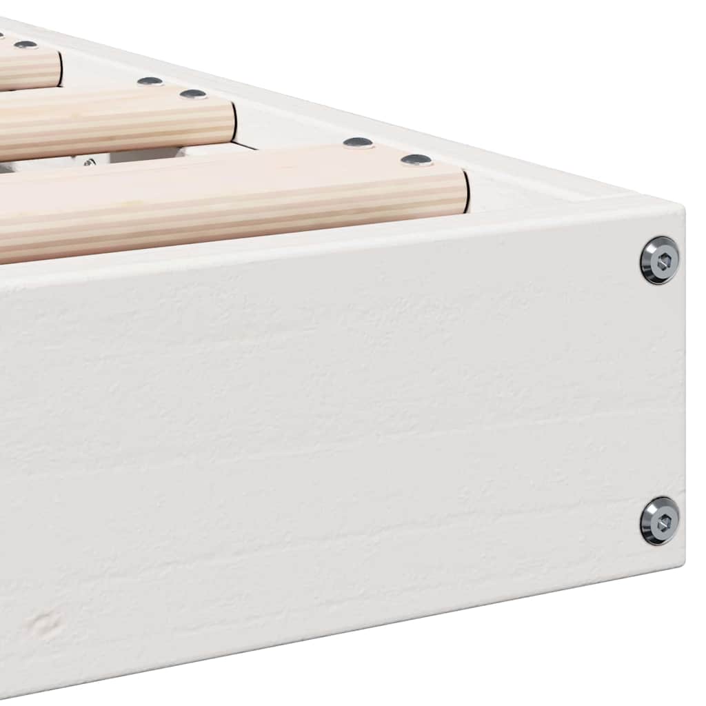 vidaXL Κρεβάτι δαπέδου Λευκό 213.5 x 104 x 9 εκ. Στερεά ξυλεία πεύκου