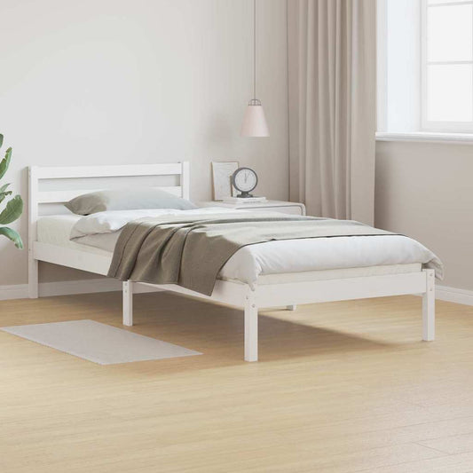 vidaXL Σκελετός Κρεβατιού με κεφαλάρι Λευκό 225,5 x 95,5 x 69,5 εκ.