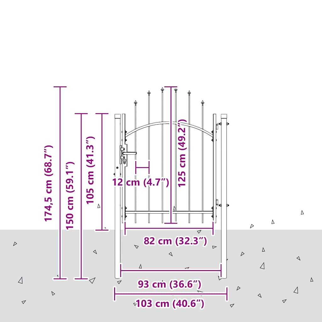 vidaXL Πύλη Κήπου με κλειδαριά Woerden Γκρι 125 x 100 εκ Ατσάλι