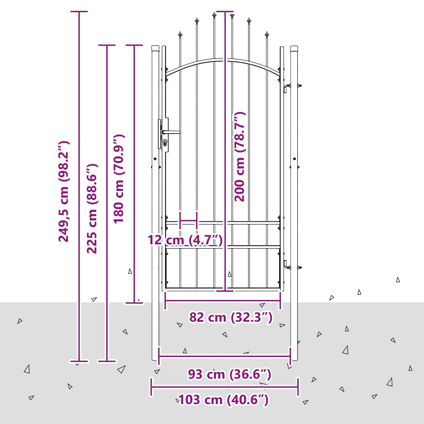vidaXL Πύλη Κήπου με κλειδαριά Woerden Γκρι 200 x 100 cm Ατσάλι