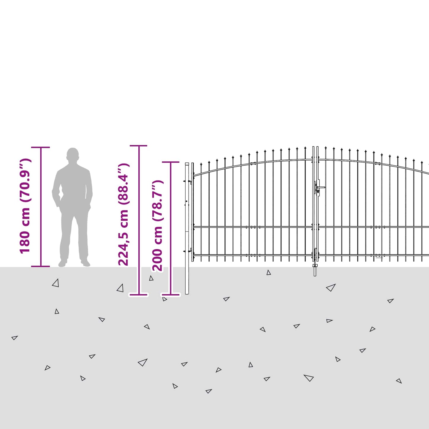 vidaXL Πύλη Κήπου με κλειδαριά Γκρι 150 x 400 cm Ατσάλι