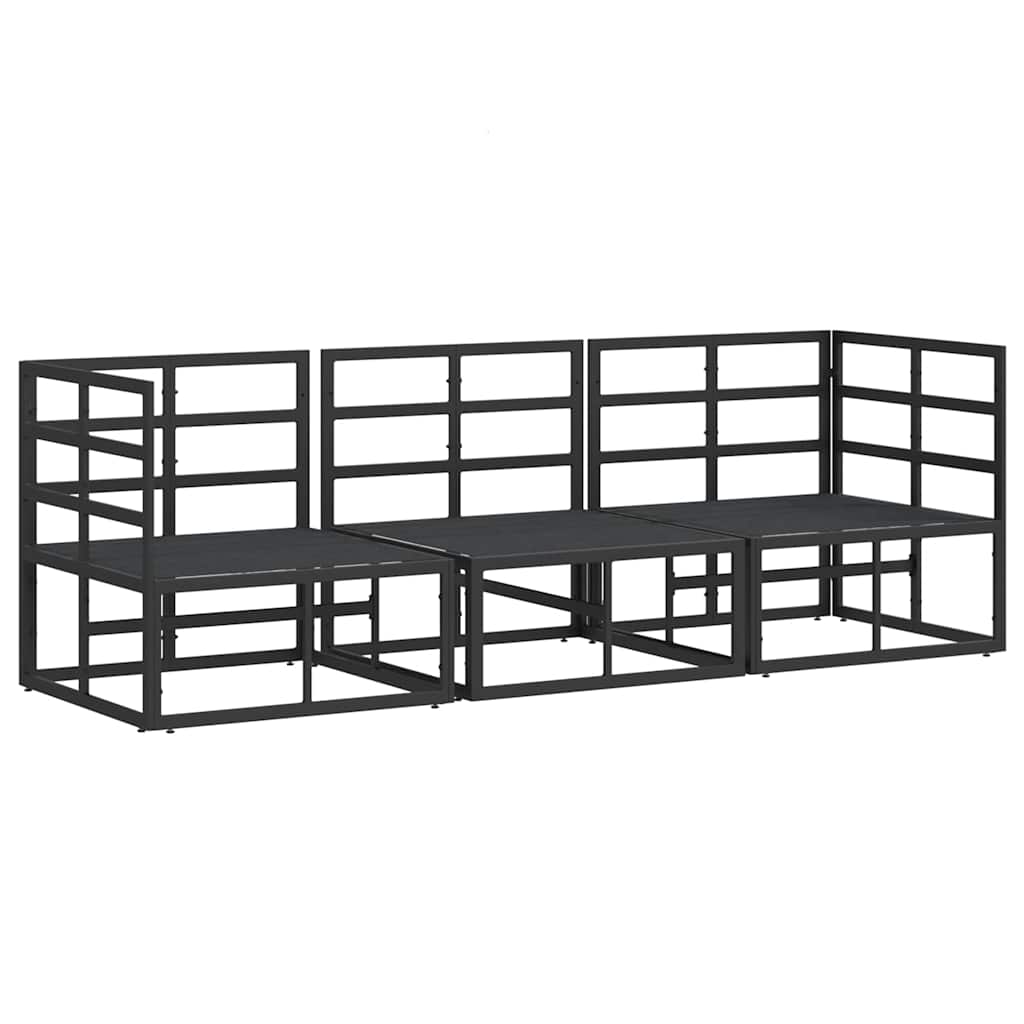 vidaXL Εξωτερικά Έπιπλα με μαξιλάρι με μαξιλάρι Μαύρο Αλουμίνιο