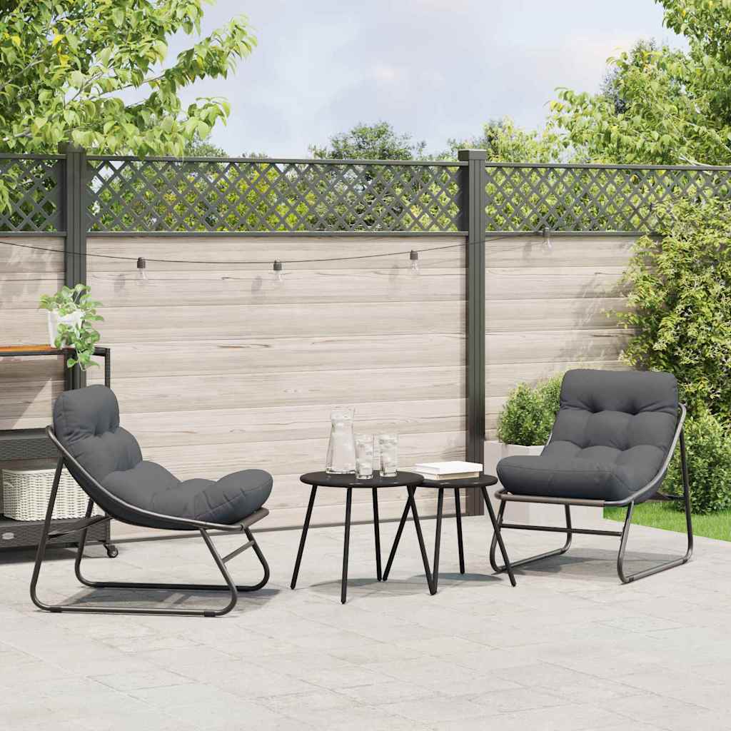 vidaXL Εξωτερικά Έπιπλα με μαξιλάρι 2 pcs Μαύρο 60,5 x 81 x 71 cm