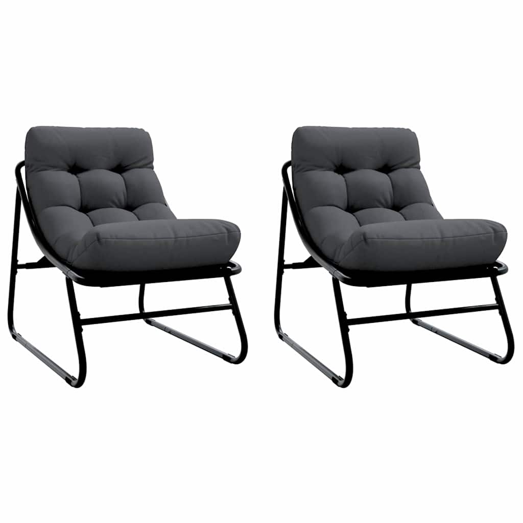 vidaXL Εξωτερικά Έπιπλα με μαξιλάρι 2 pcs Μαύρο 60,5 x 81 x 71 cm