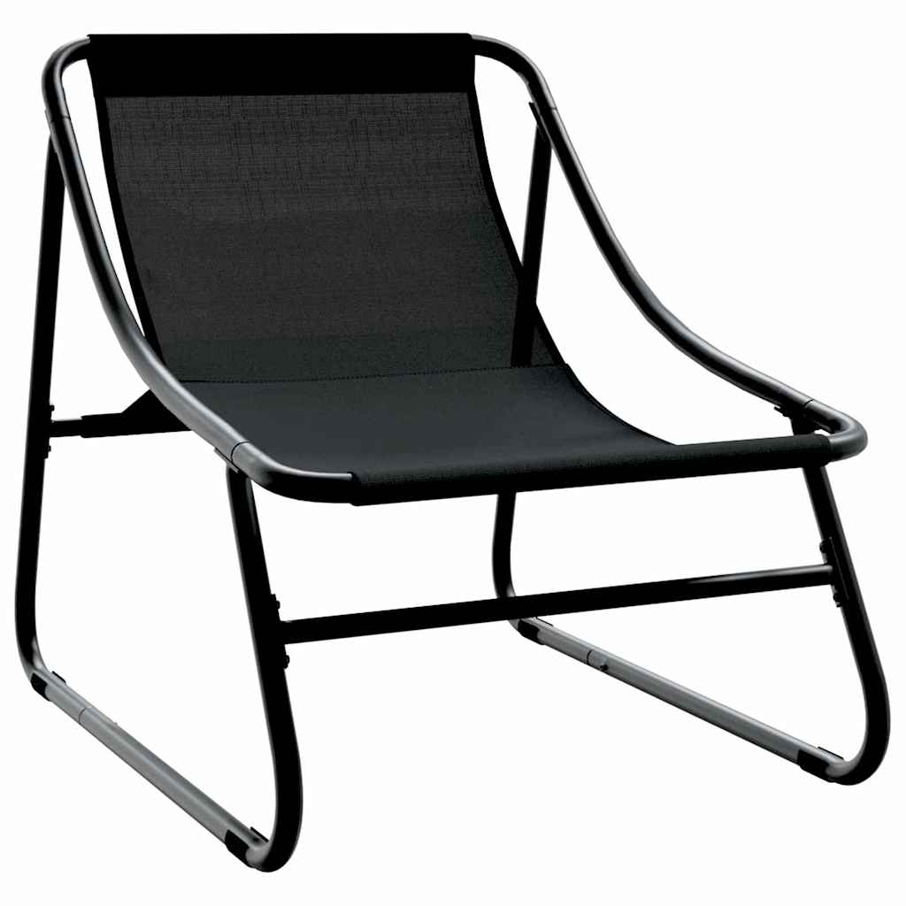 vidaXL Εξωτερικά Έπιπλα με μαξιλάρι 2 pcs Μαύρο 60,5 x 81 x 71 cm