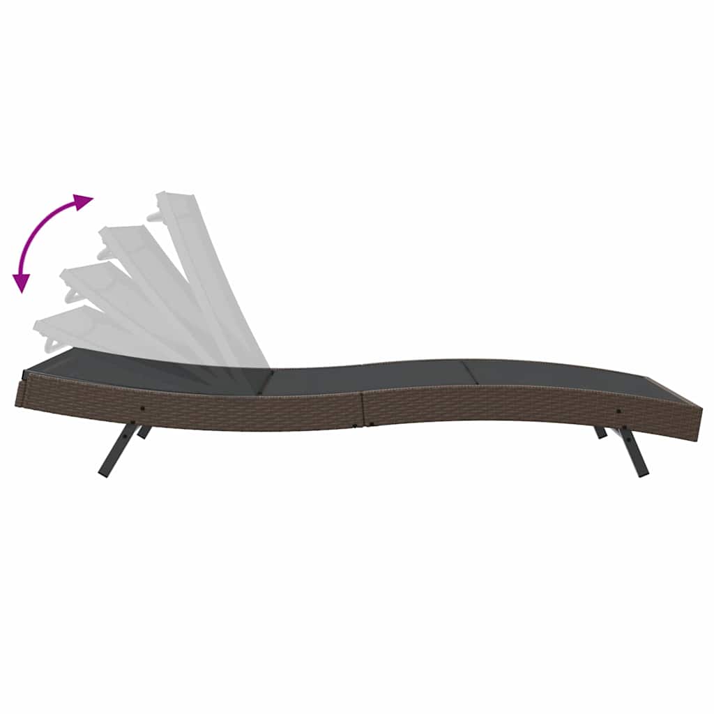 vidaXL Ξαπλώστρα Καφέ 70 x 197 x 82 εκ. Πολυ Ράτταν και Μέταλλο