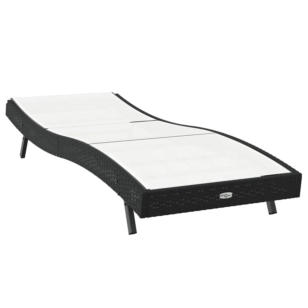 vidaXL Ξαπλώστρα Ήλιου Μαύρη Πολυ Ρατάν και Τεξτιλίνη