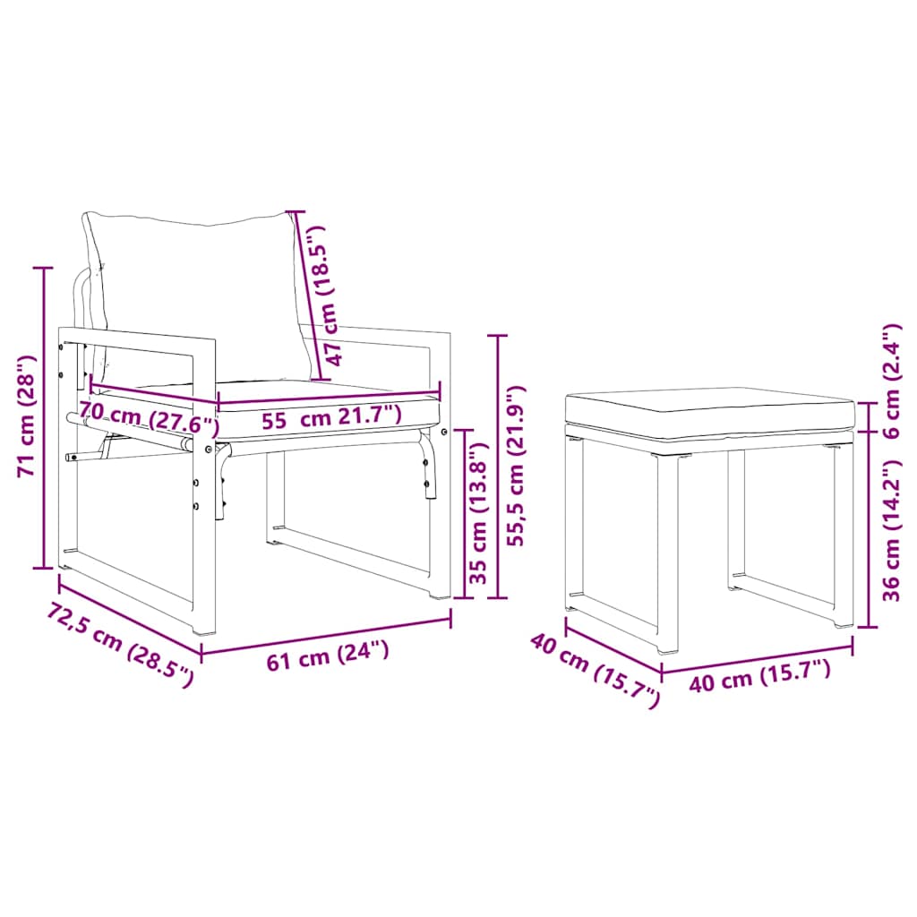 vidaXL Εξωτερικά Έπιπλα Άλλο 4 pcs Μαύρο 61 x 72.5 x 71 εκ Ατσάλι