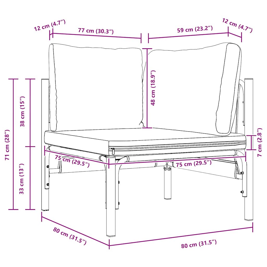 vidaXL Εξωτερικά Έπιπλα με μαξιλάρι με μαξιλάρι Ανθρακί Ατσάλι
