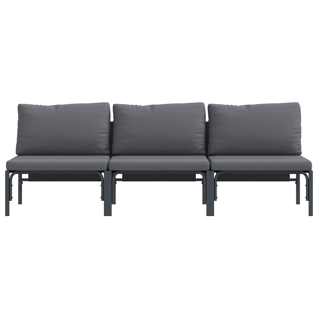 vidaXL Εξωτερικά Έπιπλα με μαξιλάρι με μαξιλάρι Ανθρακί Ατσάλι