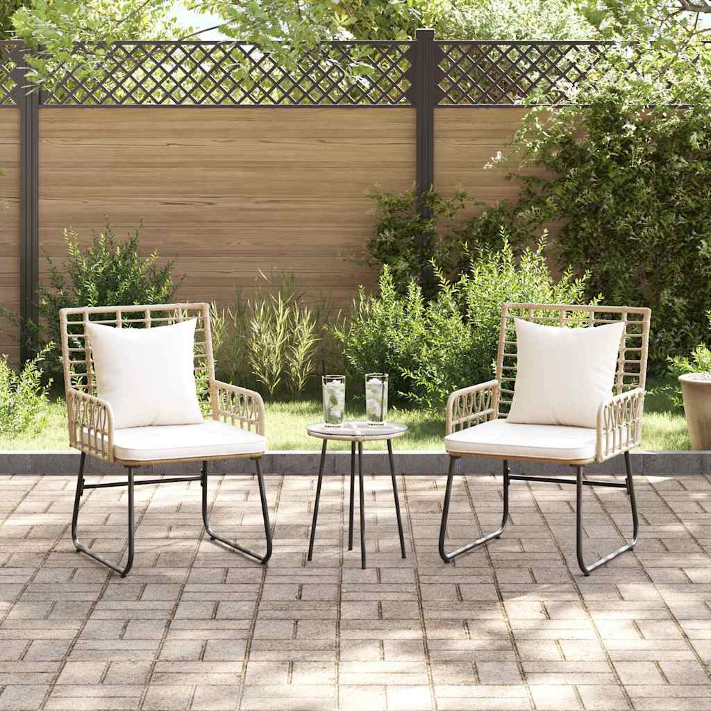 vidaXL Σέτ φαγητού για κήπο 3 pcs Καφέ και Κρέμα Πολυ rattan, ατσάλι