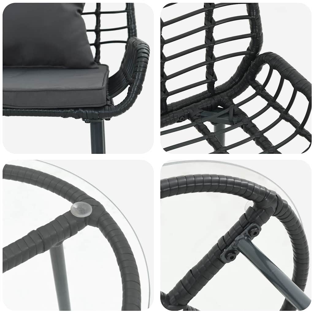 vidaXL Σέτ φαγητού για κήπο 3 pcs Μαύρο και Ανθρακί