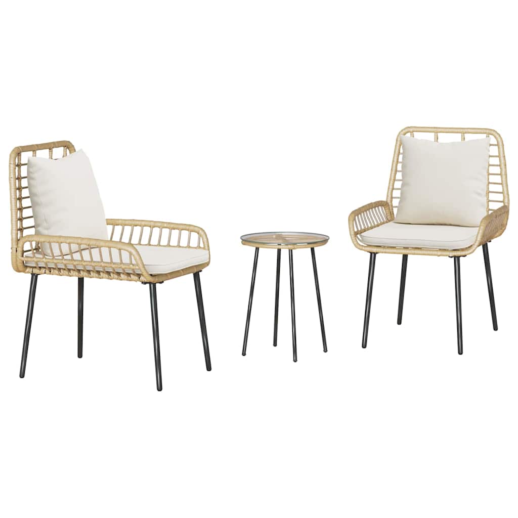 vidaXL Σέτ φαγητού για κήπο 3 pcs Καφέ και Μαύρο και Κρέμ