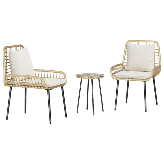 vidaXL Σέτ φαγητού για κήπο 3 pcs Καφέ και Μαύρο και Κρέμ