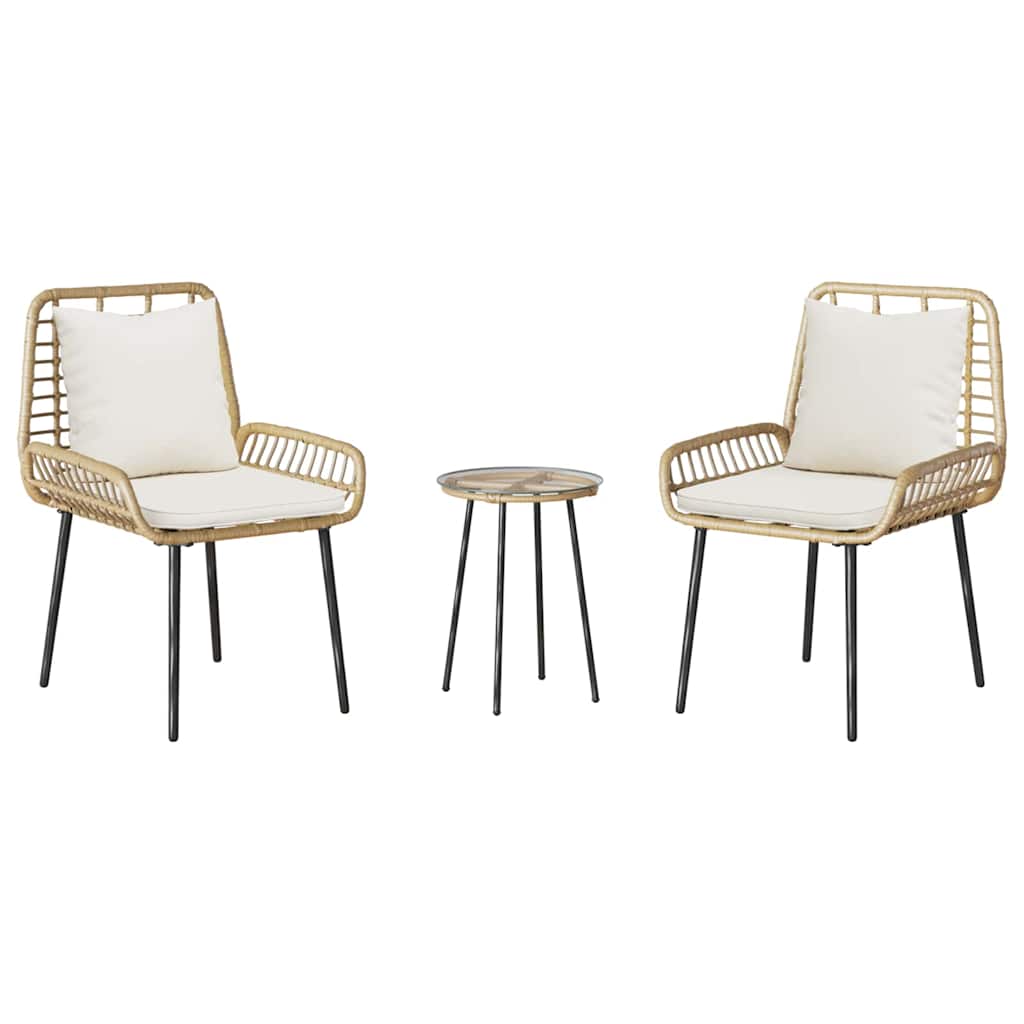 vidaXL Σέτ φαγητού για κήπο 3 pcs Καφέ και Μαύρο και Κρέμ