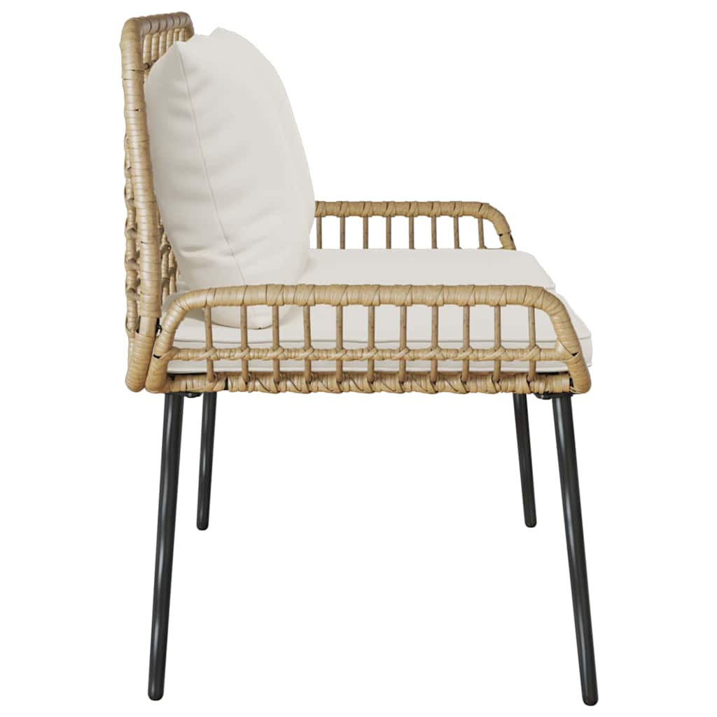 vidaXL Παγκάκι κήπου Καφέ και Μαύρο και Κρέμ Πολυ ρατάν και ατσάλι