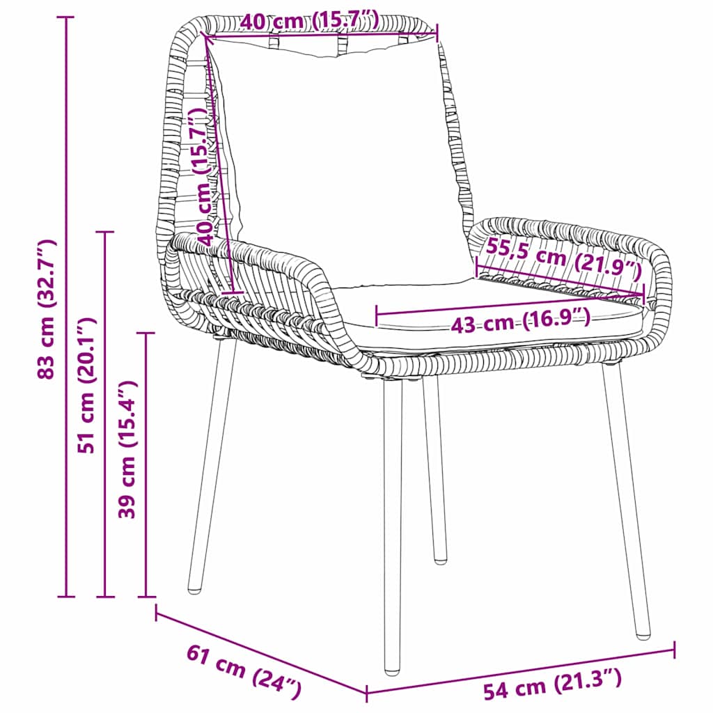 vidaXL Σέτ φαγητού για κήπο 3 pcs Μαύρο και Ανθρακί