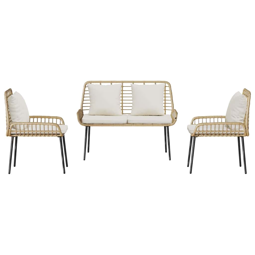 vidaXL Σέτ φαγητού για κήπο 3 pcs Καφέ και Μαύρο και Κρέμ