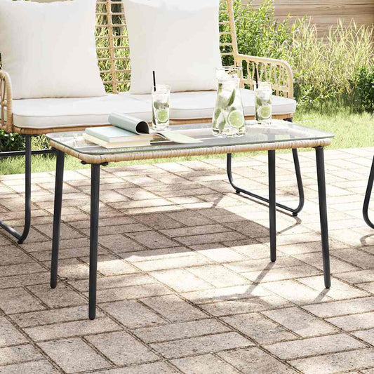 vidaXL Τραπέζι Κήπου Φυσικό 80 x 40 x 45 εκ. συνθετικό ρατάν
