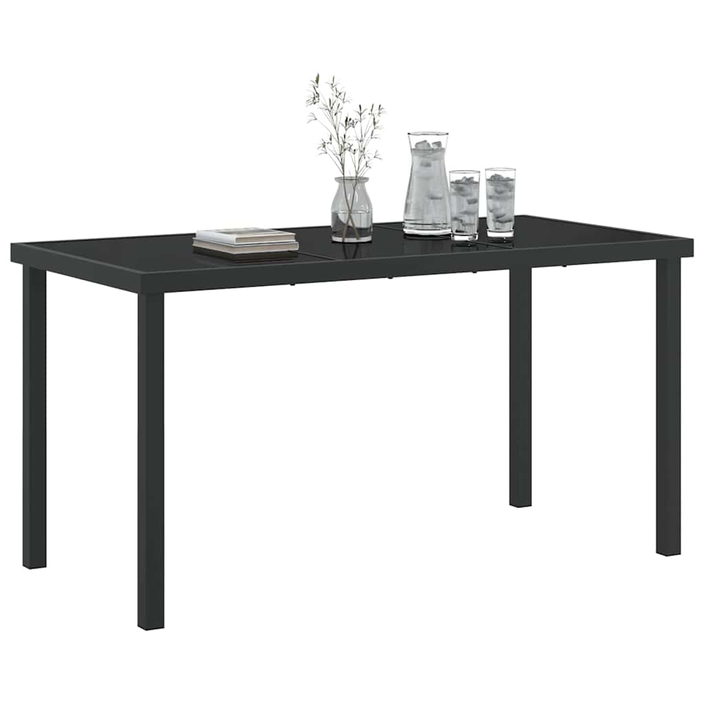 vidaXL Τραπέζι Κήπου Μαύρο 140 x 80 x 73 εκ Μασίφ ξύλο teak