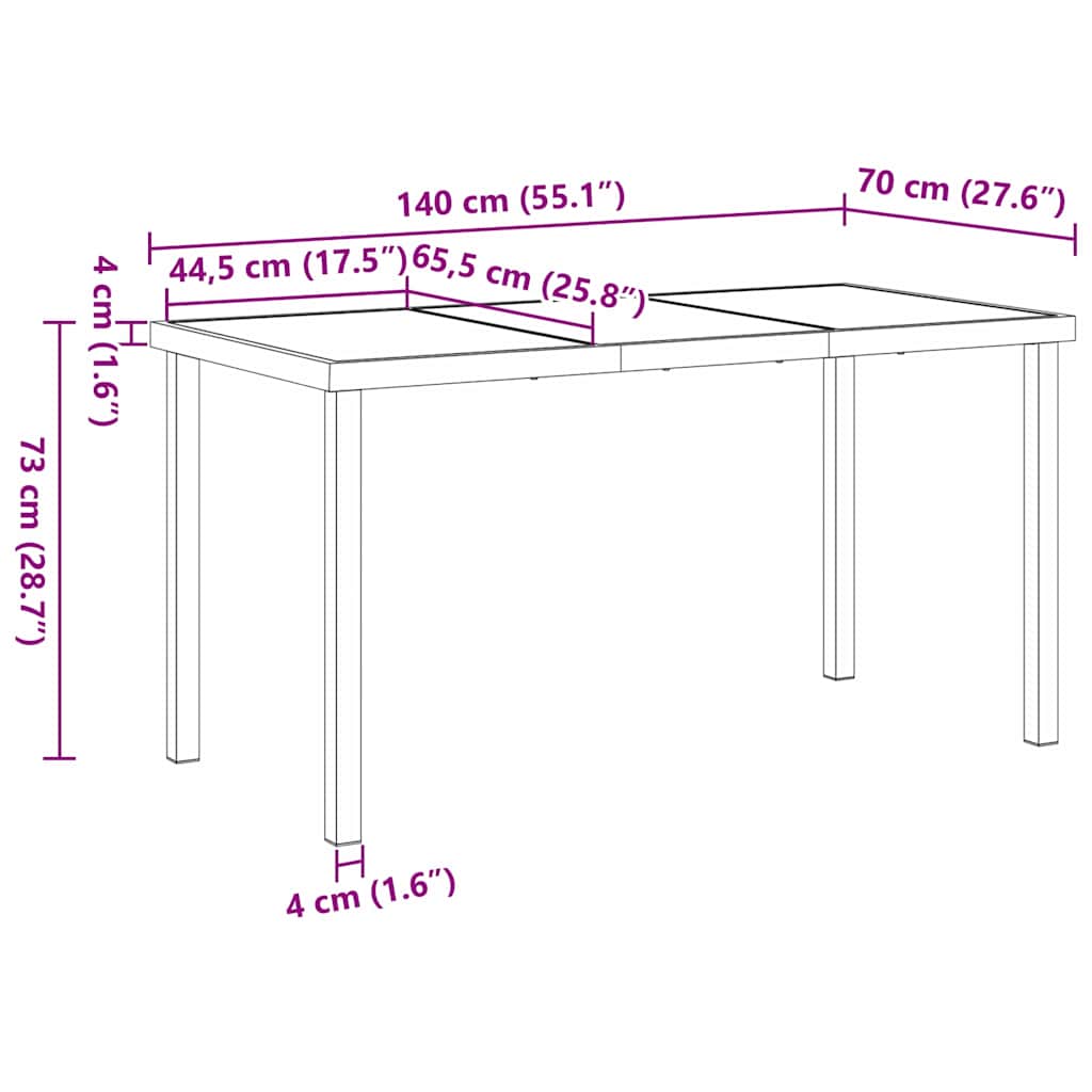 vidaXL Τραπέζι Κήπου Μαύρο 140 x 80 x 73 εκ Μασίφ ξύλο teak