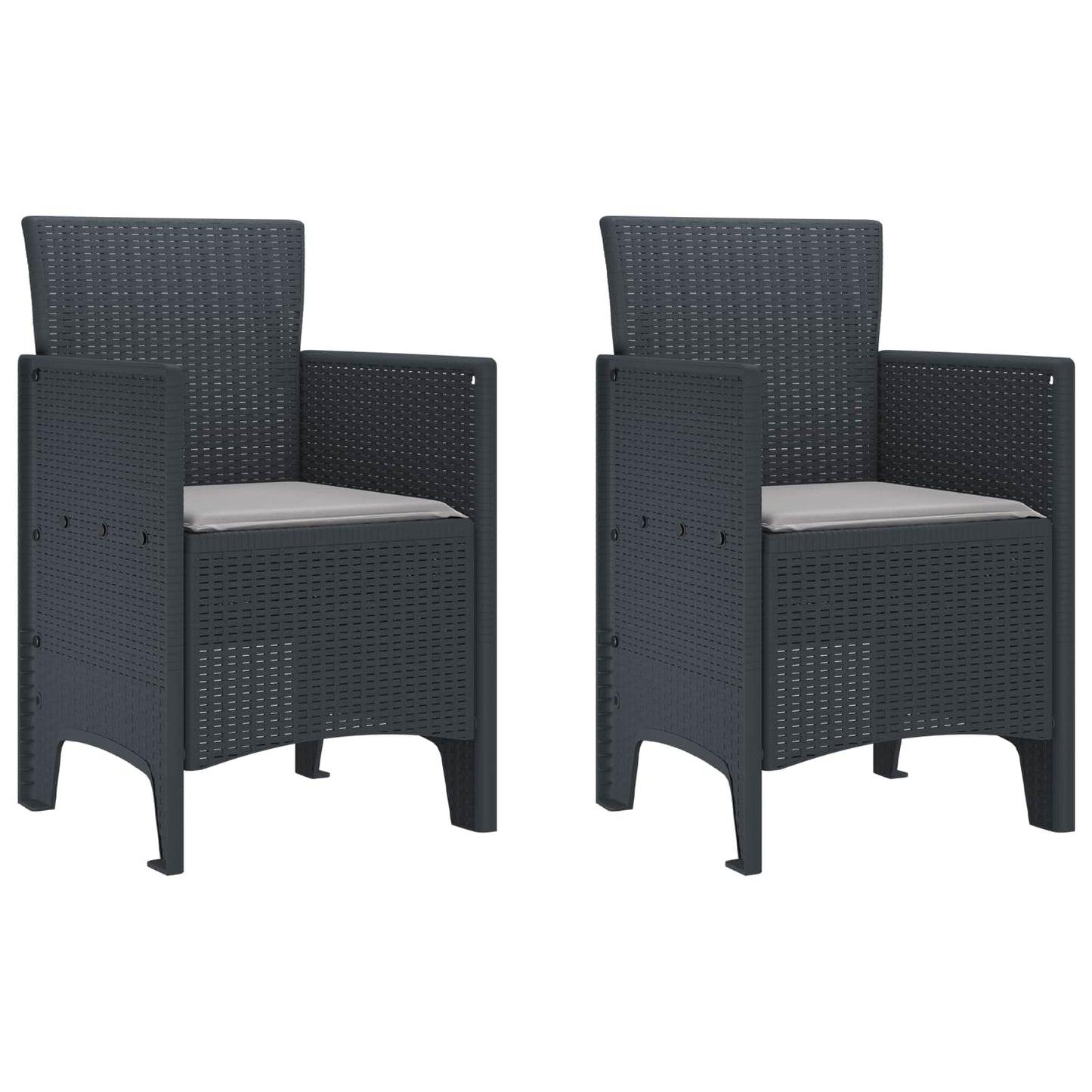 vidaXL Καρέκλα Κήπου 2 pcs Ανθρακί 53 x 49 x 85 εκ. Πολυπροπυλένιο